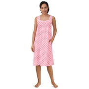 Aria Women's 100% Cotton Sleeveless 40" Nightgown, Sizes XS-5X