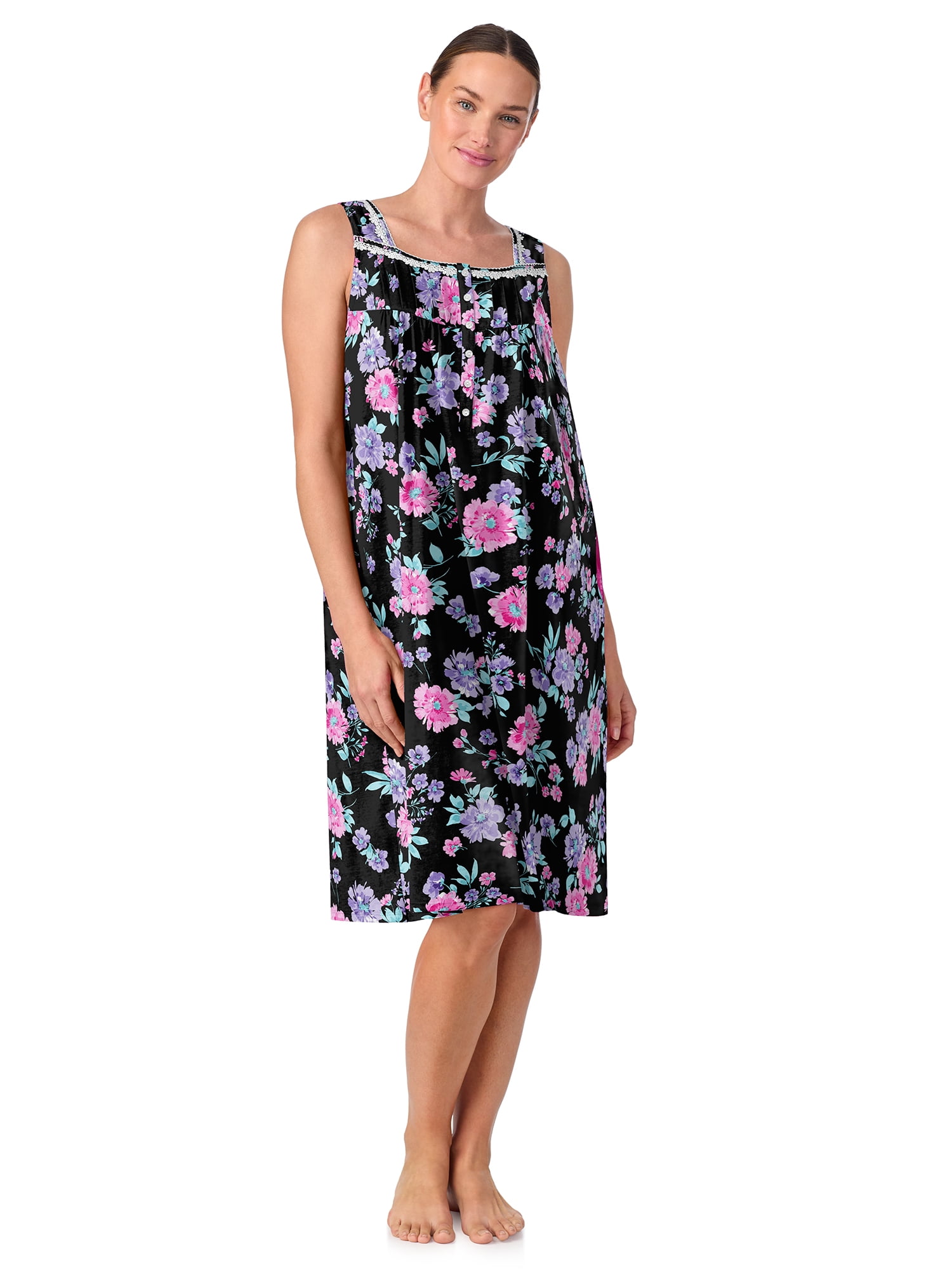 Aria Women's 100% Cotton Sleeveless 40" Nightgown, Sizes XS-5X