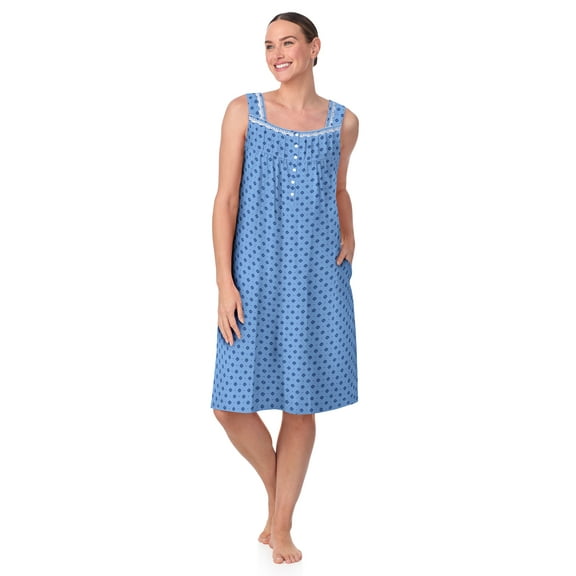Aria Women's Sleeveless 100% Cotton Nightgown, Sizes XS-5X