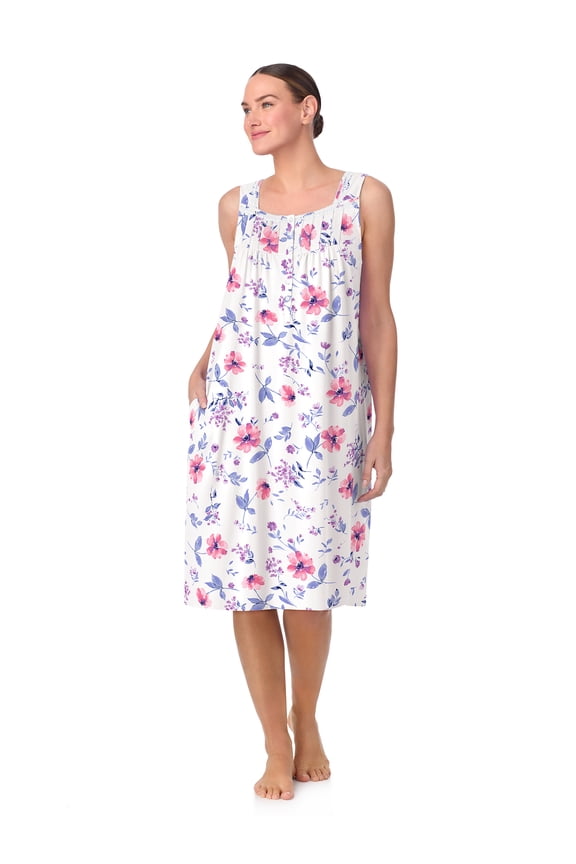 Women's 100% Cotton Sleeveless 40" Nightgown, Sizes XS-5X
