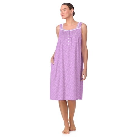 Aria Women's 100% Cotton Sleeveless 40" Nightgown, Sizes XS-5X