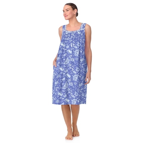 Women's 100% Cotton Sleeveless 40" Nightgown, Sizes XS-5X