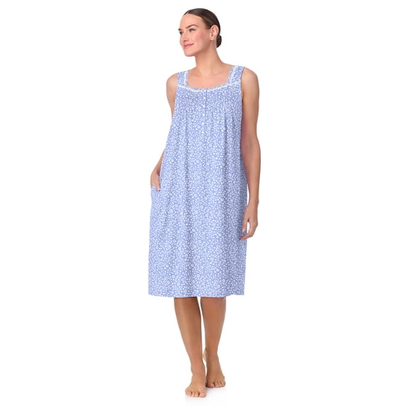 Aria Women's Sleeveless 40" Cotton Nightgown, Sizes XS-5X
