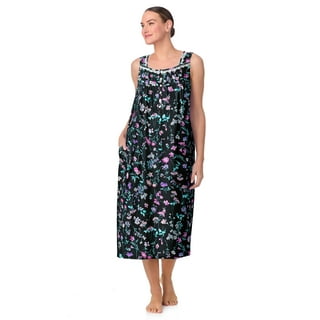 Aria Women's Sleeveless Long 100% Cotton Nightgown in 46", Sizes XS to 5X