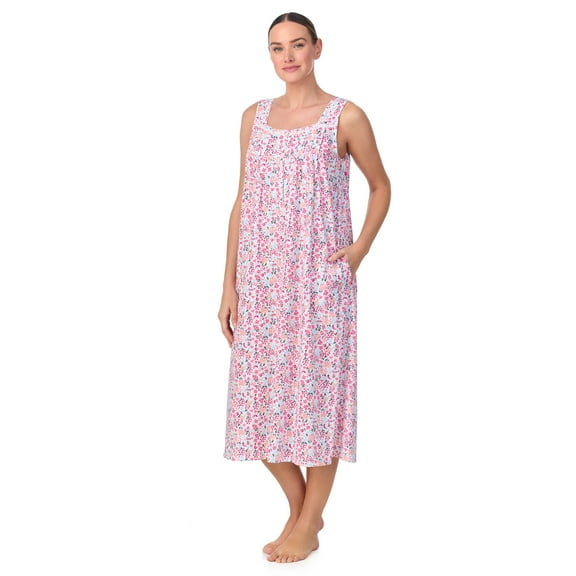 Aria Women's Sleeveless Long 100% Cotton Nightgown in 46", Sizes XS to 5X