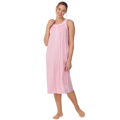 Women's Sleeveless Long 100% Cotton Nightgown in 46", Sizes XS to 5X
