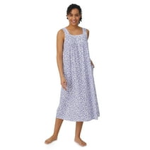 Aria Women's Sleeveless Long 100% Cotton Nightgown in 46"