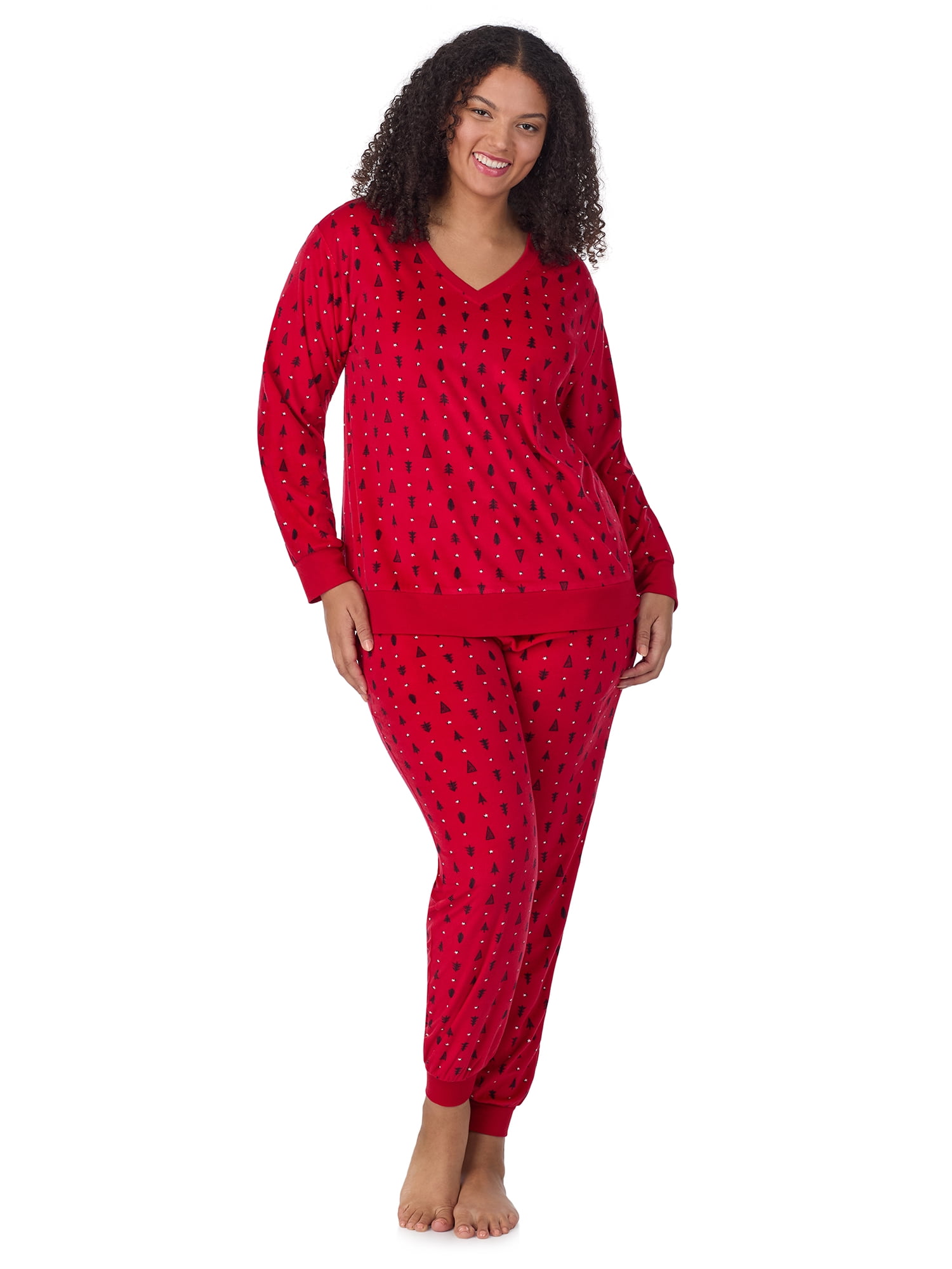Aria Women’s Velour V-Neck Long Sleeve Top and Jog