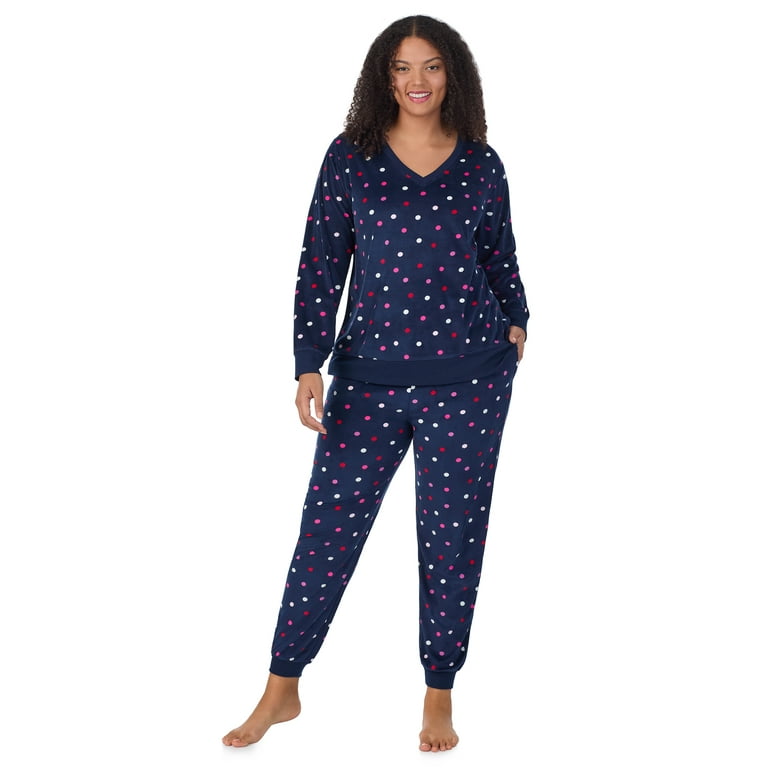 Aria Women s Velour V Neck Long Sleeve Top and Jogger Pajama Set Sizes XS 4X