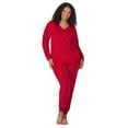 thumbnail image 1 of Aria Women’s Velour V-Neck Long Sleeve Top and Jogger Pajama Set, Sizes XS-4X, 1 of 7
