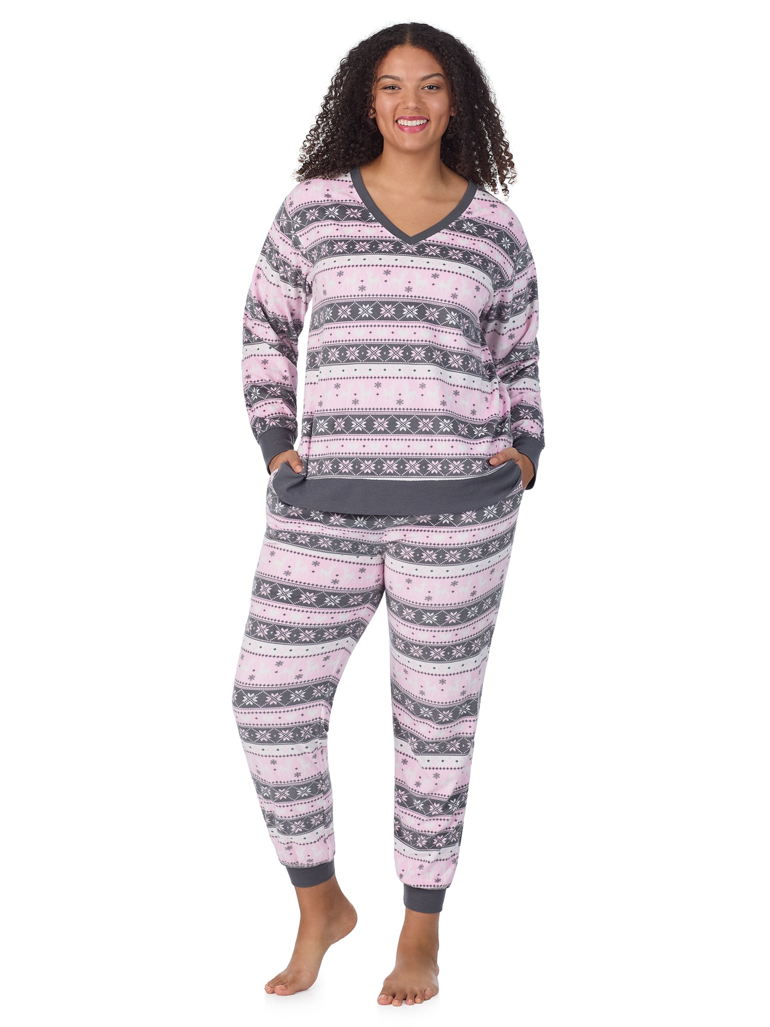Aria Women’s Velour V-Neck Long Sleeve Top and Jog