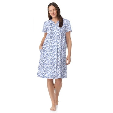 Aria Women’s and Women’s Plus Short Sleeve Split Neck Henley Nightgown 40”, Sizes XS to 5X