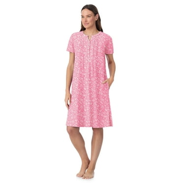 Aria Women’s and Women’s Plus Short Sleeve Split Neck Henley Nightgown 40”, Sizes XS to 5X