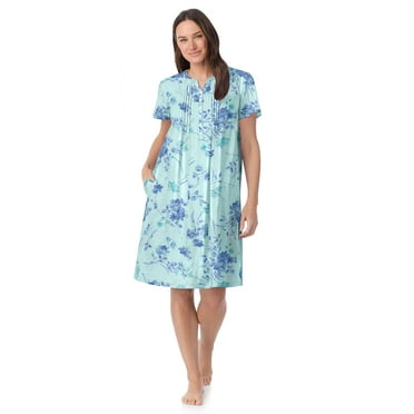 Aria Women’s and Women’s Plus Short Sleeve Split Neck Henley Nightgown 40”, Sizes XS to 5X