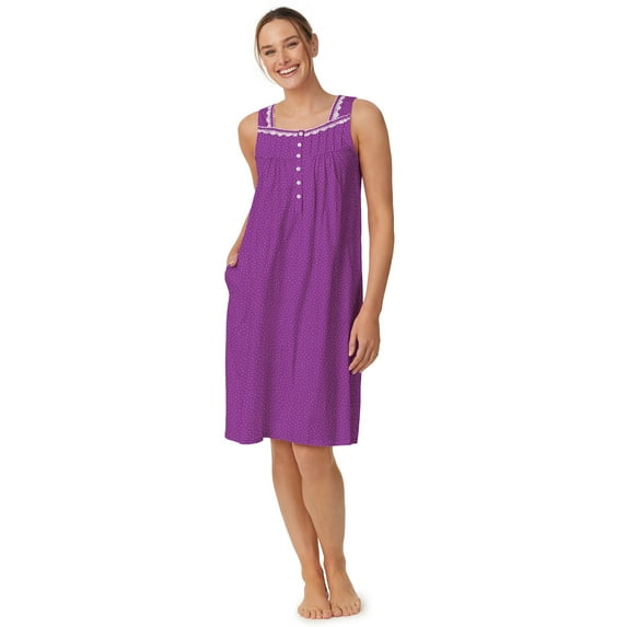 Aria Women's Sleeveless 40" Cotton Nightgown, Sizes XS-5X