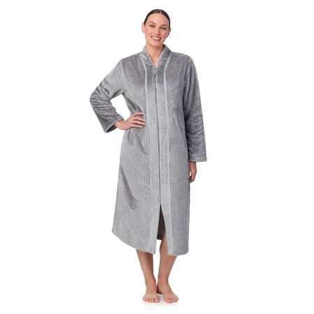 Aria's Women's Long Sleeve Zip Front Plush Chenille Robe, Sizes XS-5X