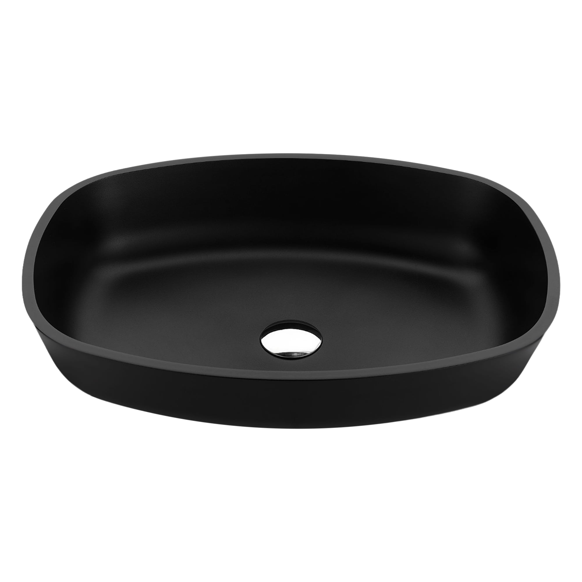 Matte Black Rectangular Glass Above-Counter Bathroom Sink