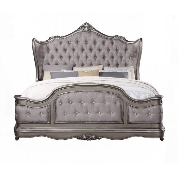 Ariadne Velvet Queen Bed - Button-Tufted & Scrolled Trim
