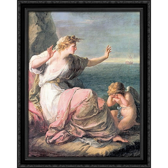 Ariadne left on the island of Naxos 28x34 Large Black Ornate Wood Framed Canvas Art by Angelica Kauffman