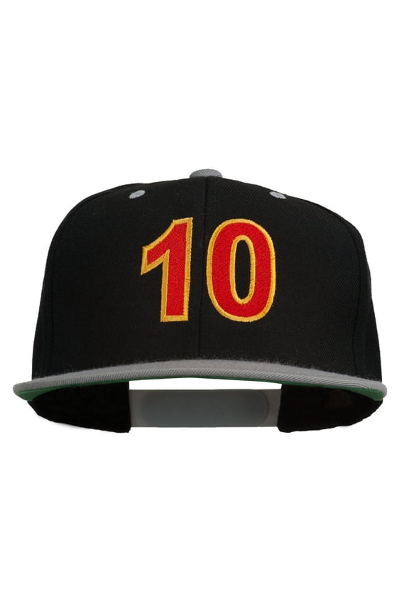 Arial Number 10 Embroidered Classic Two Tone Snap Back Cap - Black Silver OSFM