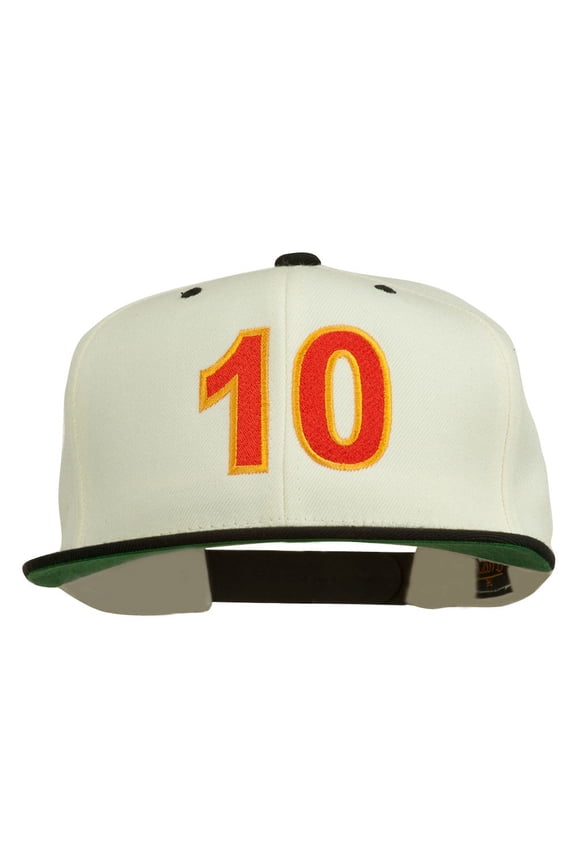 Arial Number 10 Embroidered Classic Two Tone Snap Back Cap - Natural Black OSFM