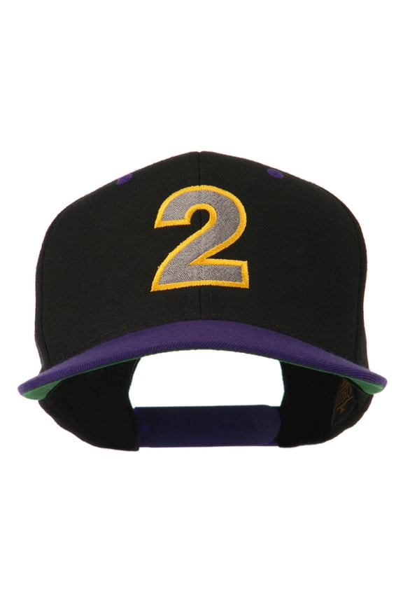 Arial Number 2 Embroidered Classic Two Tone Cap - Black Purple OSFM