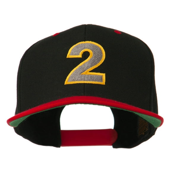 Arial Number 2 Embroidered Classic Two Tone Cap - Black Red OSFM