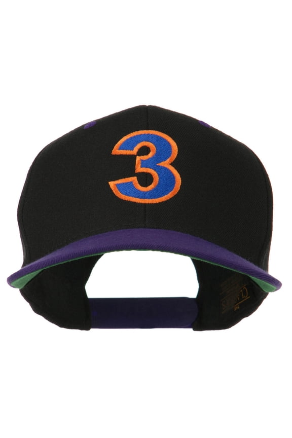 Arial Number 3 Embroidered Classic Two Tone Cap - Black Purple OSFM