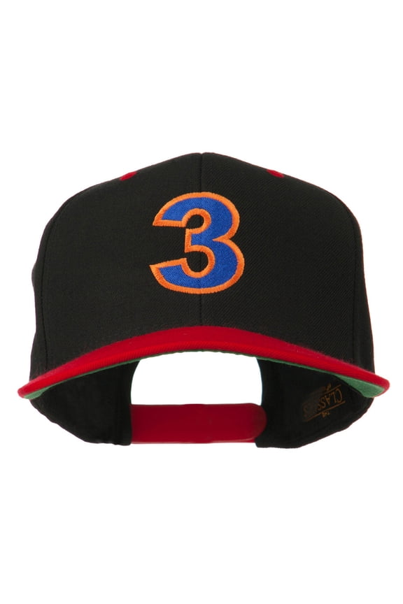 Arial Number 3 Embroidered Classic Two Tone Cap - Black Red OSFM