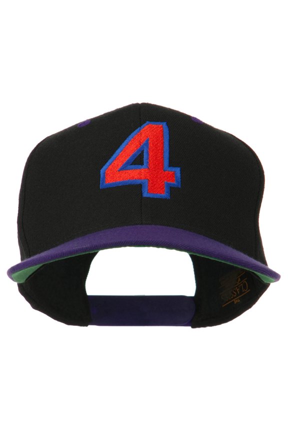 Arial Number 4 Embroidered Classic Two Tone Cap - Black Purple OSFM