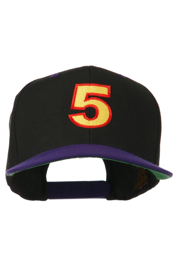 Arial Number 5 Embroidered Classic Two Tone Cap - Black Purple OSFM