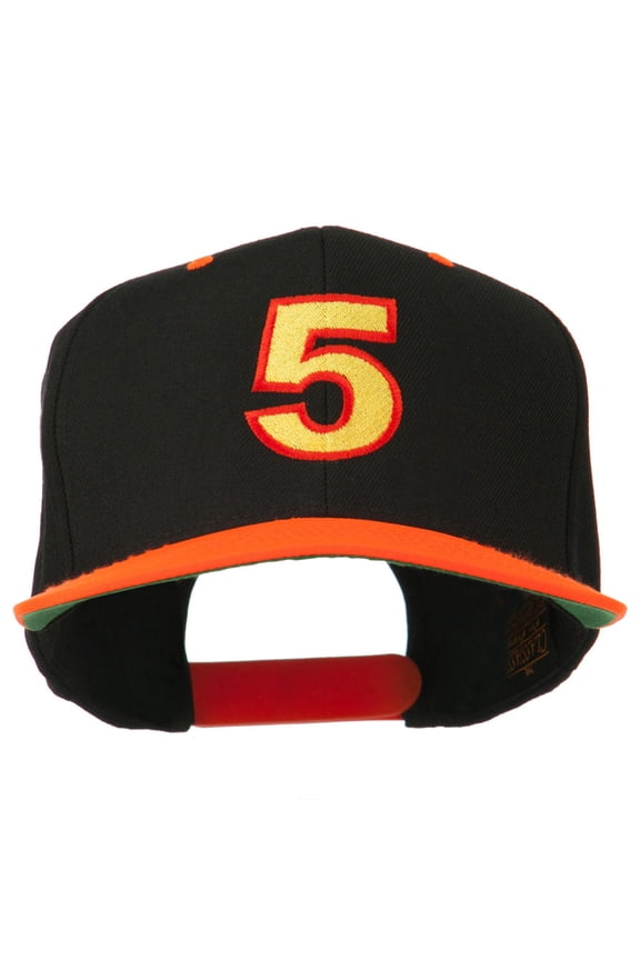 Arial Number 5 Embroidered Classic Two Tone Cap - Neon Orange OSFM