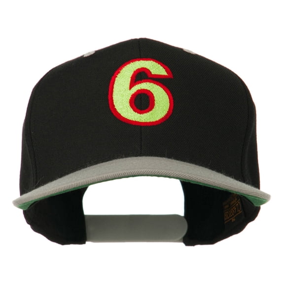 Arial Number 6 Embroidered Classic Two Tone Cap - Black Silver OSFM