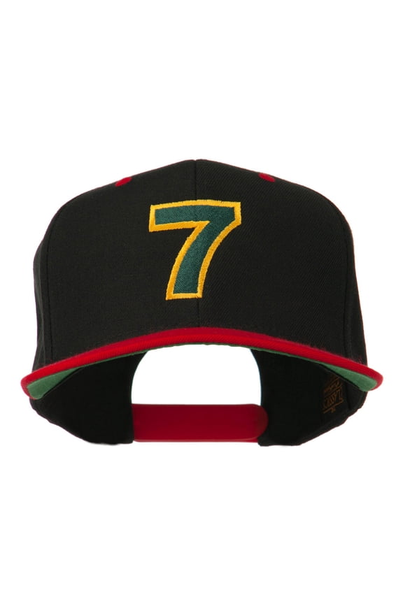 Arial Number 7 Embroidered Classic Two Tone Cap - Black Red OSFM