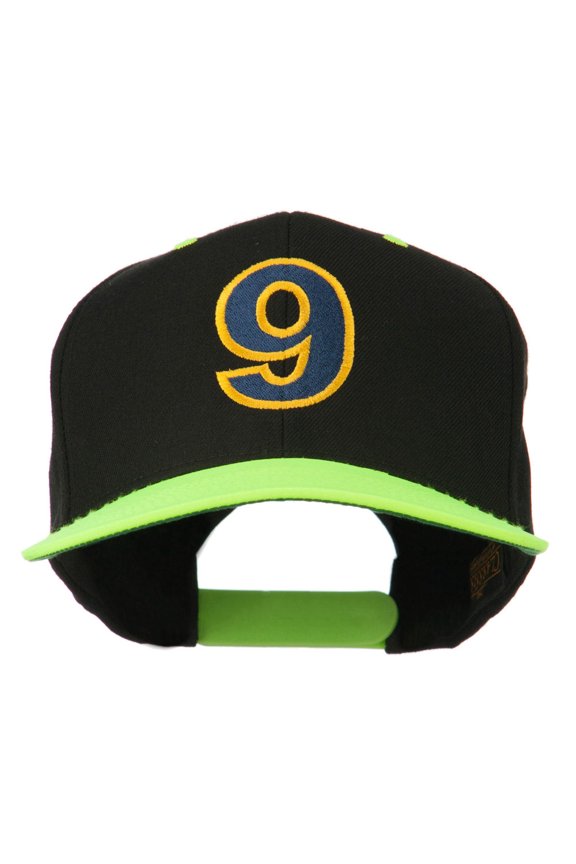 Arial Number 9 Embroidered Classic Two Tone Cap - Neon Yellow OSFM