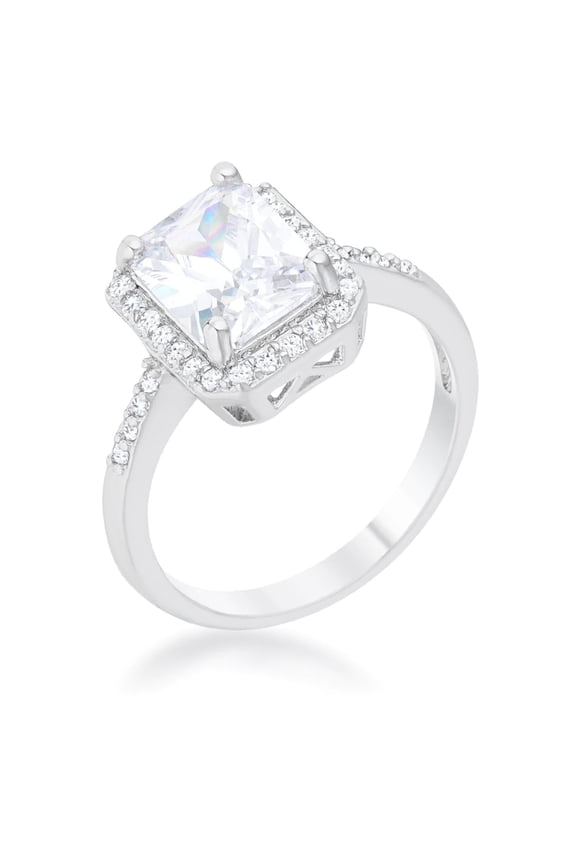 Ariana 2.95ct CZ Rhodium Classic Ring