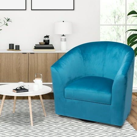 Ariana 360 Degree Swivel Barrel Chairs, Swivel Accent Chairs for Living Room with Armrest, Bucket Chairs for Home, Modern Accent Chairs, Small Club Chairs for Small Spaces - Turquoise, Microfiber