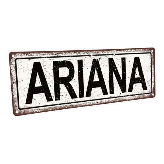 Ariana 4"x12" Metal Sign, Wall Décor for Kids Room and Nursery