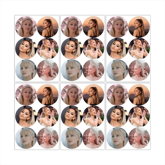 Ariana Grande Aesthetic Stickers Party Favors Labels Birthday Thank You Themed Round Circle Baby Shower 60pcs