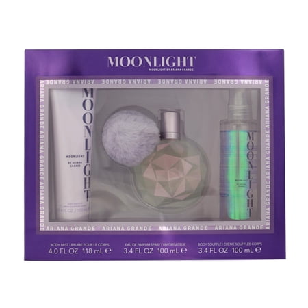 Ariana Grande Moonlight , 3 Pc Gift Set 3.4oz EDP Spray, 3.4oz Body Souffle, 4oz Body Mist