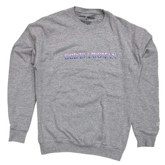 Ariana Grande Women's Officially Licensed God Is A Women Crewneck Sweatshirt (Small, Heather Grey)