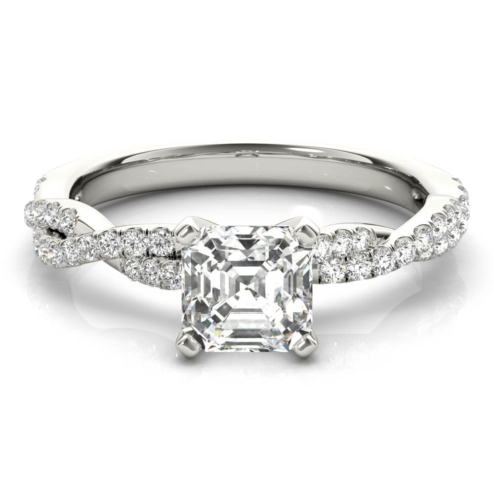 Ariana Jewel 1.9 Ct Asscher Cut Solitaire with Accent Diamonds ...