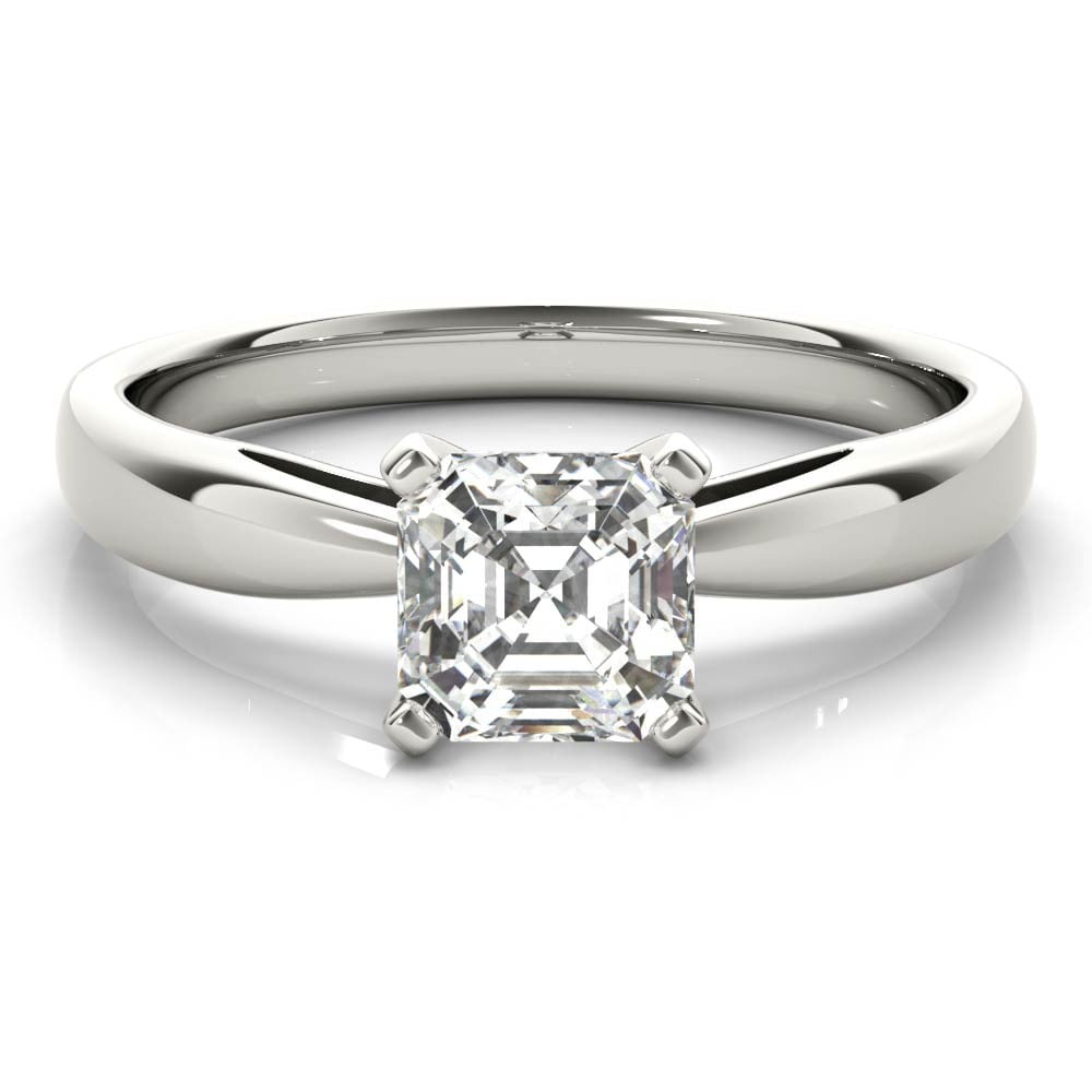 Asscher Cut Solitaire Pendant Necklace - 7mm (2ct Look) Cubic Zirconia With 22" Adjustable Chain, Rhodium Plated Silver - View #12