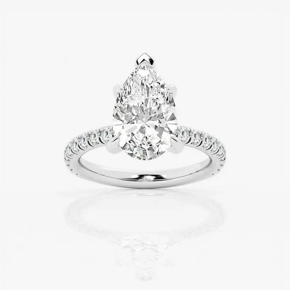 Ariana Jewel 1.9 Ct Pear Cut Diamond Ring for Women - Engagement Wedding Ring in Lab Created Diamond - 14K White Gold Plated - Ideal for Gifting - Daily Wear Prong Setting Ring - Causal Stacking Ring