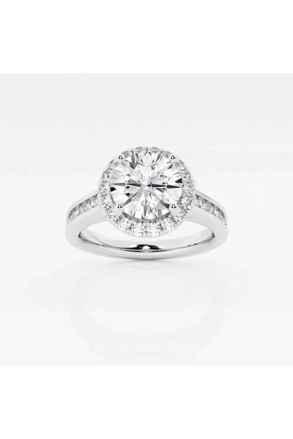1.9 Ct Round Cut Diamond Rings - 14K White Gold Plated Rings Gifts - Simple Solitaire Christmas Special Gift for Her - Engagement Wedding Diamond Jewellery for Women's - Proposal Rings