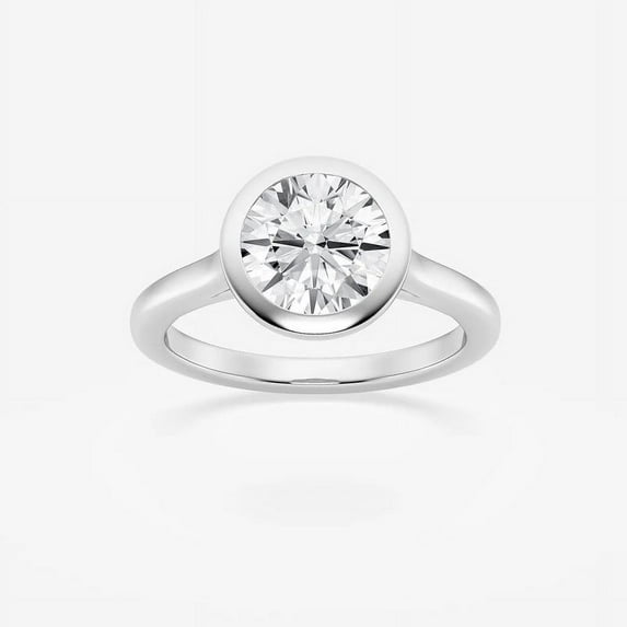 Ariana Jewel 14K White Gold Plated Ring for Her - 1.4 Ct Brilliant Round Cut White Diamond Ring - Classic Engagement Bezel Set Ring for Women's - Anniversary Solitaire Ring for Women's