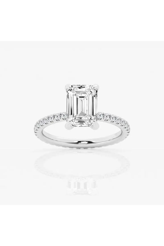 14K White Gold Plated Ring For Her - 2 Ct Cushion Cut Lab Created Diamond Ring for Women's - 9th Year Anniversary Gifts for Women's - Daily Wear Diamond Ring - Birthday Gifts