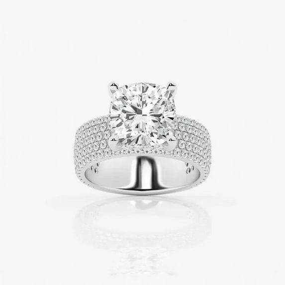 Ariana Jewel 14K White Gold Plated Ring - Cushion Cut Excellent 2 Ct Diamond Ring - Double Halo Split Shank Engagement Wedding Ring - Latest Engagement Diamond Ring for Her - Party Wear Diamond Ring