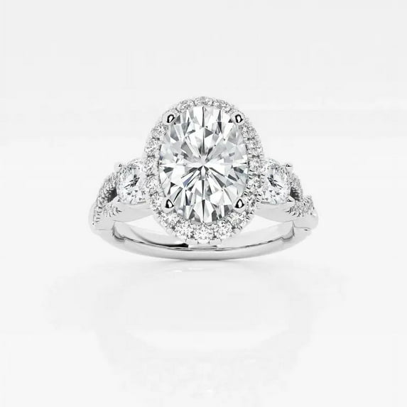 Ariana Jewel 14K White Gold Plated Ring - Prong Set 2.8 Ct Oval Cut Lab Created Diamond Ring - Solitaire Engagement Wedding Ring - Latest Engagement Diamond Ring for Women's - Leafy Rings for Her
