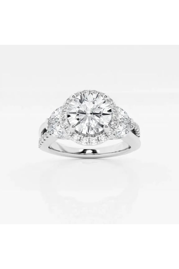 14K White Gold Plated Rings - 1.8 Ct Lab Created Diamond Round Cut Diamond Rings - Stacking Solitaire Design Engagement Wedding Rings for Women's - Single Stone Proposal Rings Gifts